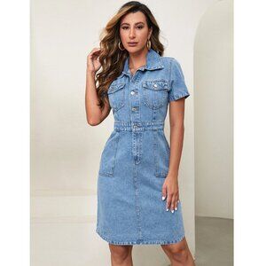 Button Front Denim Dress